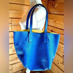 Marc Jacobs Wingman Tote Reversible Leather Tote in blue or yellow size XL